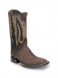 New Collection Black Jack Men's Chocolate Suede Caiman Belly Boots - Brown