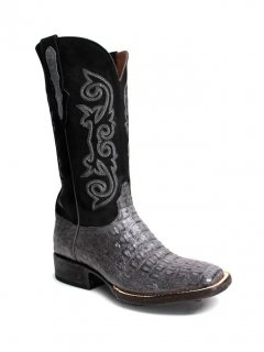 New Collection Black Jack Men's Caiman Smoke Grey Hornback Boots - Grey