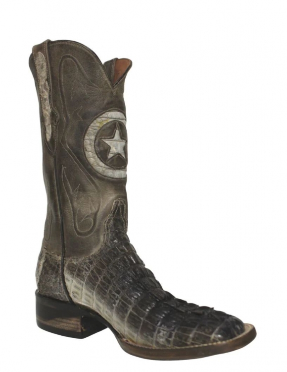 New Collection Black Jack Men's Natural Caiman Crocodile Tail Boots - Brown