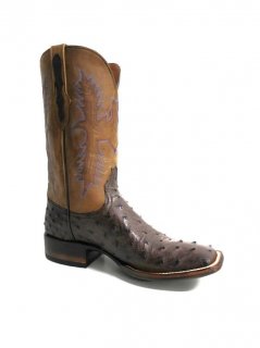 New Collection Black Jack Men's San Angelo Ostrich Boots - Brown