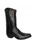 New Collection Black Jack Men's Full Quill Ostrich Boots - Black