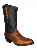 New Collection Black Jack Men's Black Burnished Cigar Full Quill Ostrich Boots - Brown