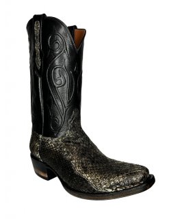 New Collection Black Jack Men's Black Stained Natural Western Rattlesnake Boots - Black