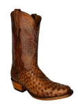 New Collection Black Jack Men's V Toe Burnished Cigar Full Quill Ostrich Boots - N/A
