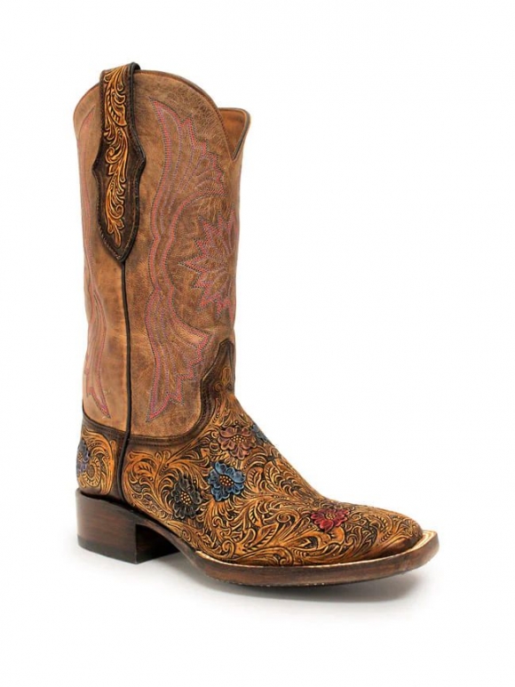 New Collection Black Jack Women's Hand Tooled Floral Reese Boots - Brown