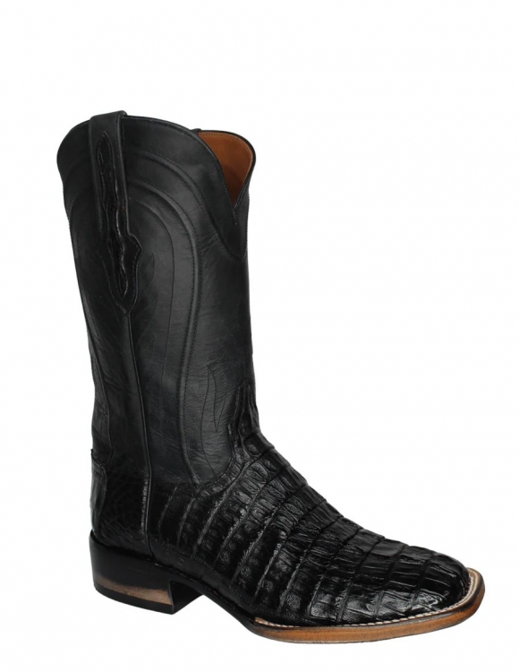 New Collection Black Jack Men's Black Caiman Tail Boots - Black