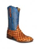 New Collection Black Jack Men's Vintage Cognac Pirarucu Boots - Blue,Tan
