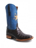 New Collection Black Jack Men's Texas Star Chocolate Caiman Belly Boots - Blue