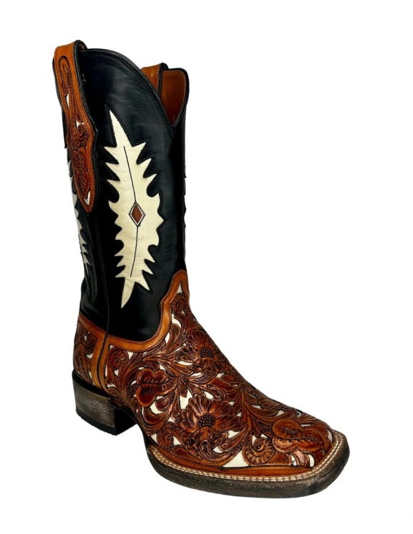New Collection Black Jack Men's Tooled Mahogany Boots - Tan