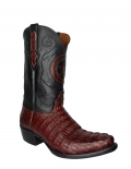 New Collection Black Jack Men's Italian Red Caiman Tail Boots - Black/Red