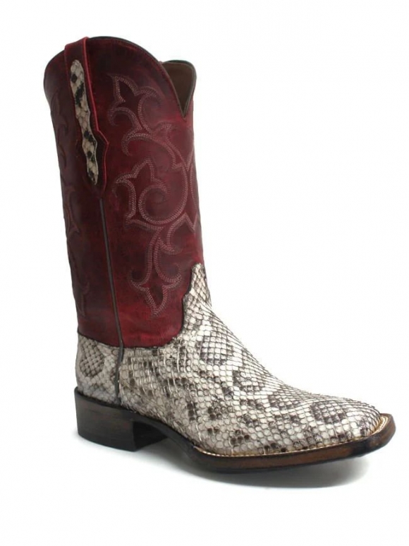 New Collection Black Jack Men's El Jefe Natural Anaconda Boots - Red