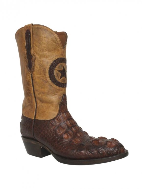New Collection Black Jack Men's Alligator Barnwood Hornback Round Toe Boots - N/A