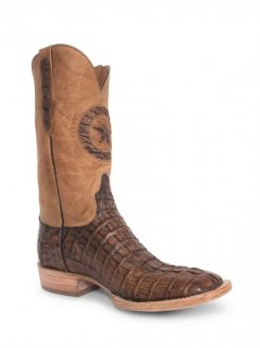 New Collection Black Jack Men's Cigar Caiman Tail Cowboy Boots - Brown