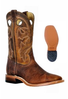 Boulet Men's Rider Sole Tan - Wide Square Toe | Free Delivery