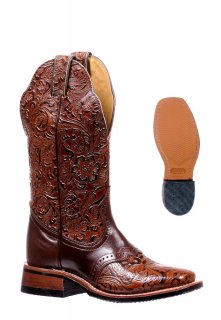 Boulet Women's Rider Sole Tan - Wide Square Toe | Free Delivery