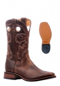 Boulet Men's Rider Sole Tan - Wide Square Toe | Free Delivery