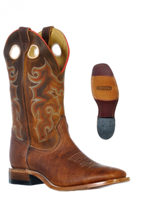 Boulet Men's Injected Leather Soles - Wide Square Toe | Free Delivery