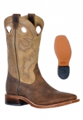Boulet Men's Rider Sole Tan - Wide Square Toe | Free Delivery
