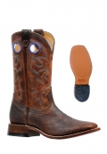 Boulet Men's Rider Sole Tan - Wide Square Toe | Free Delivery