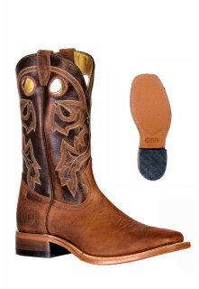 Boulet Men's Rider Sole Tan - Wide Square Toe | Free Delivery