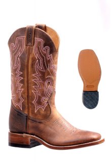 Boulet Women's Rider Sole Tan - Wide Square Toe | Free Delivery