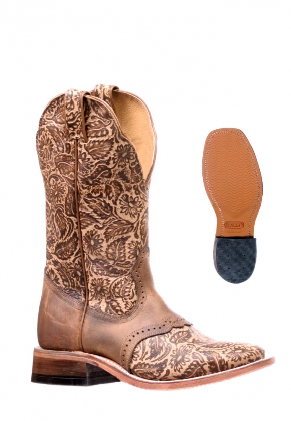 Boulet Women's Rider Sole Tan - Wide Square Toe | Free Delivery