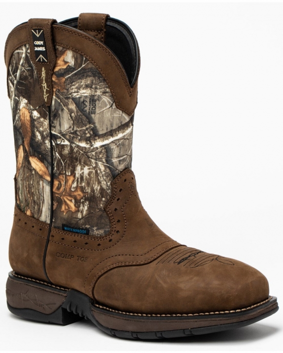 Cody James Men's Xero Gravity Lite Camo Western Work Boots - Composite Toe | Brown | Free Delivery
