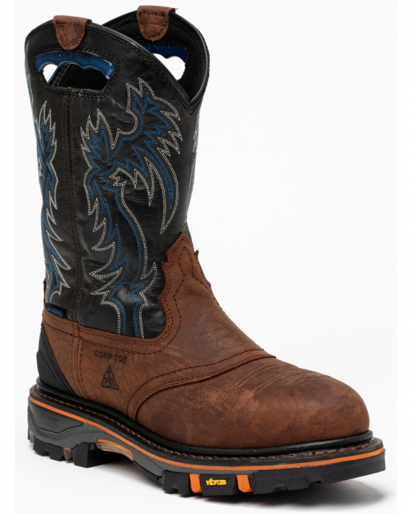 Cody James Men's 11" Decimator Waterproof Western Work Boots - Nano Composite Toe | Brown | Free Delivery