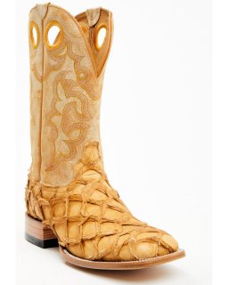 Cody James Men's Exotic Pirarucu Western Boots - Broad Square Toe | Yellow | Free Delivery
