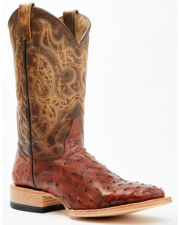 Cody James Men's Exotic Full Quill Ostrich Western Boots - Broad Square Toe | Brown | Free Delivery