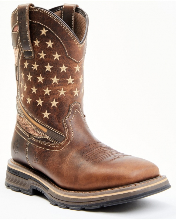 Cody James Men's Disruptor ASE7 Western Work Boots - Soft Toe | Brown | Free Delivery