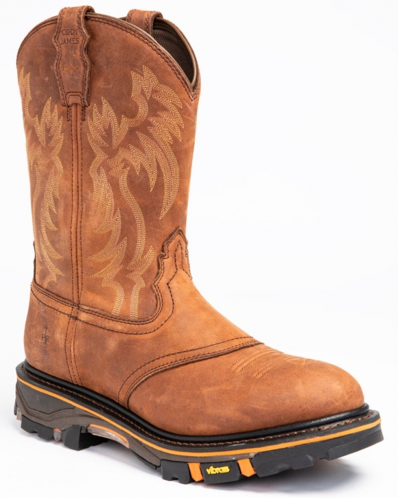 Cody James Men's 11" Decimator Western Work Boots - Soft Toe | Brown | Free Delivery