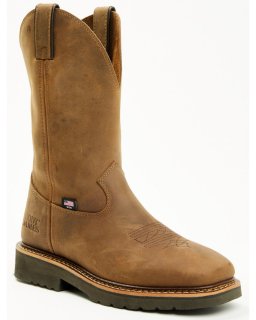 Cody James Men's Pull-On Work Boots - Soft Toe | Brown | Free Delivery