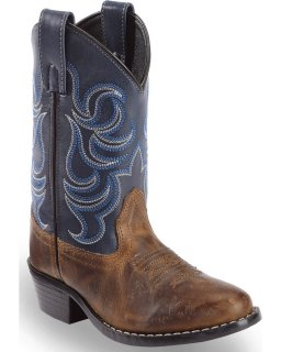 Cody James Boys' Holt Two-Tone Embroidered Western Boots - Round Toe | Brown | Free Delivery