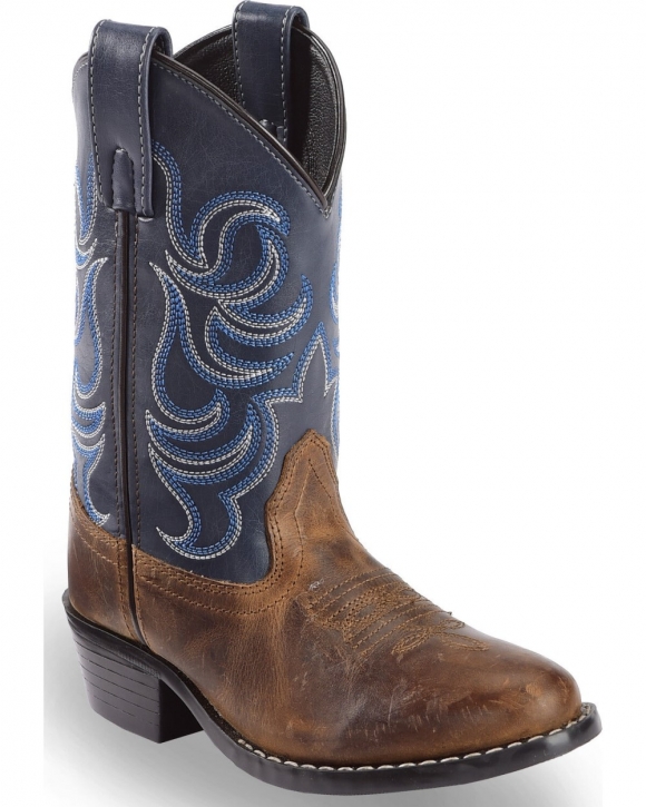 Cody James Boys' Holt Two-Tone Embroidered Western Boots - Round Toe | Brown | Free Delivery