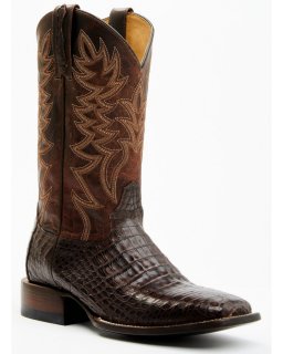 Cody James Men's Exotic Caiman Belly Western Boots - Broad Square Toe | Brown | Free Delivery