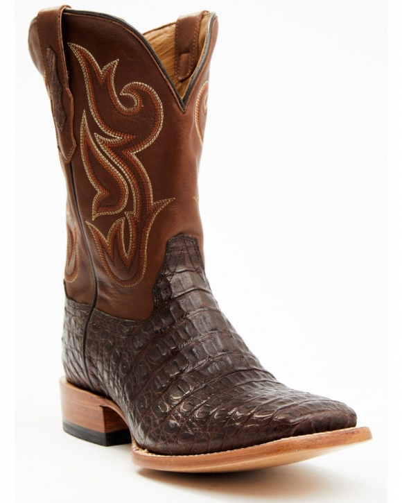 Cody James Men's Exotic Caiman Western Boots - Broad Square Toe | Brown | Free Delivery