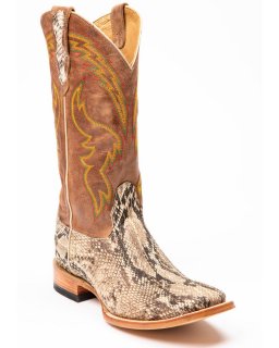 Cody James Men's Exotic Python Western Boots - Broad Square Toe | Brown | Free Delivery