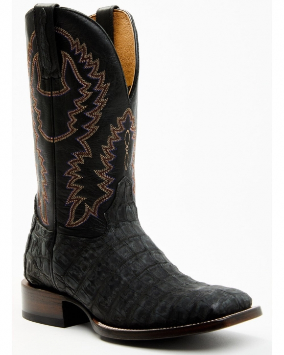 Cody James Men's Exotic Caiman Belly Western Boots - Broad Square Toe | Black | Free Delivery