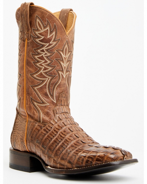 Cody James Men's Exotic Caiman Tail Western Boots - Broad Square Toe | Brown | Free Delivery