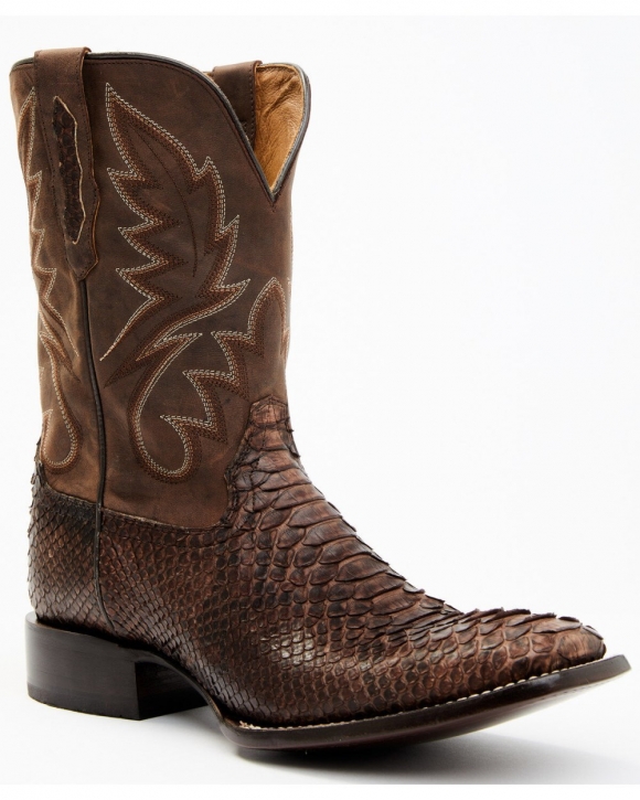 Cody James Men's Exotic Snake Western Boots - Broad Square Toe | Chocolate | Free Delivery
