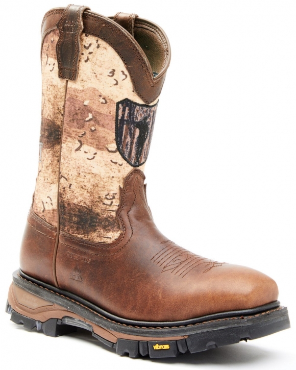Cody James Men's Camo Flag Decimator Work Boot - Composite Toe | Brown | Free Delivery