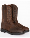 Cody James Men's Mustang Western Pull-On Work Boots - Soft Toe | Brown | Free Delivery