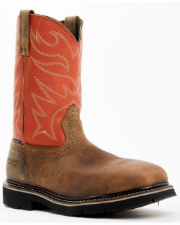 Cody James Men's Mustang Pull-On Waterproof Work Boots - Composite Toe | Orange | Free Delivery