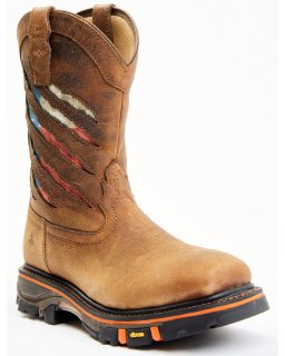Cody James Men's 11" Decimator Western Work Boots - Nano Composite Toe | Brown | Free Delivery
