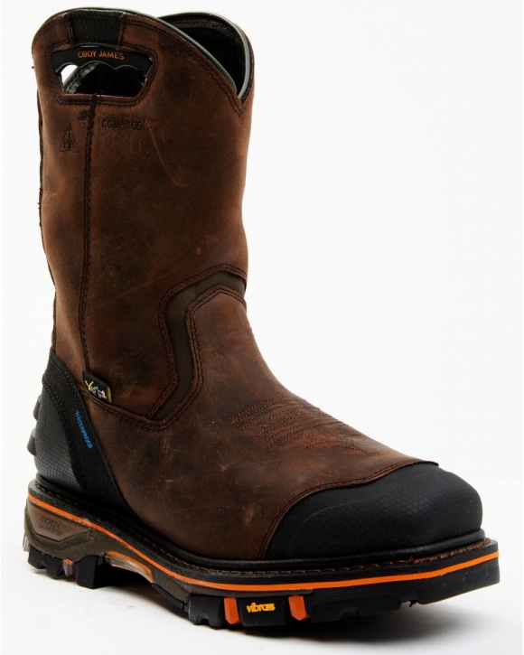 Cody James Men's Waterproof Met Guard Western Work Boots - Composite Toe | Brown | Free Delivery