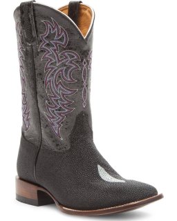 Cody James Men's Exotic Stingray Western Boots - Broad Square Toe | Black | Free Delivery