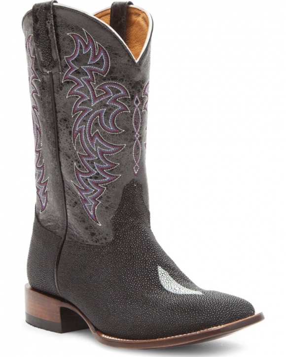 Cody James Men's Exotic Stingray Western Boots - Broad Square Toe | Black | Free Delivery