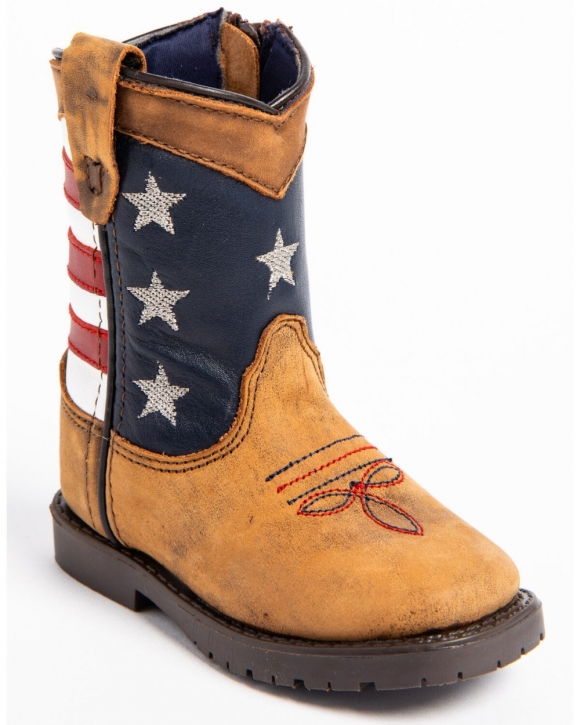 Cody James Toddler Boys' USA Flag Western Boots - Broad Square Toe | Brown | Free Delivery