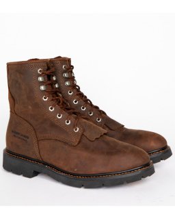 Cody James Men's 8" Mustang Waterproof Lace-Up Kiltie Work Boots - Soft Toe | Brown | Free Delivery